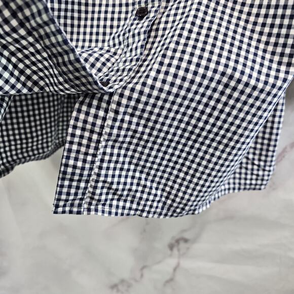 Bailey 44 Shirt Womens Small Navy White Button Up Gingham Picnic Off Shoulder - Picture 8 of 11